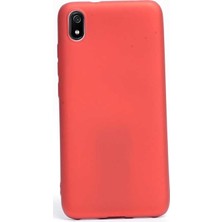 Smcase Xiaomi Redmi 7a Kılıf Premier Silikon Esnek Koruma+Nano Glass Kırmızı