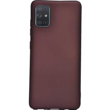 Smcase Samsung Galaxy A51 Kılıf Premier Silikon Esnek Koruma Mürdüm