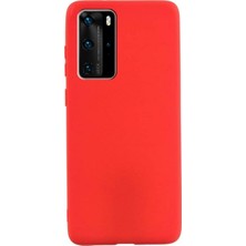 Smcase Huawei P40 Pro Kılıf Premier Silikon Koruma+Full Ekran Koruyucu Kırmızı