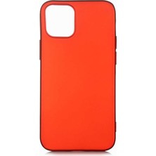 Smcase Apple iPhone 12 Pro Kılıf Premier Mat Silikon Esnek Koruma+Nano Glass Kırmızı