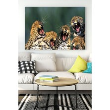 Postermanya Gülen Leoparlar Eğlenceli Mizahi Kanvas Tablo 21 x 30 cm