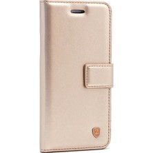 Smcase Apple iPhone 8 Plus Kılıf Delüx Cüzdan Kartvizitli+Nano Glass Gold