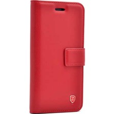Smcase Apple iPhone 11 Kılıf Delüx Cüzdan Kartvizitli Para Gözlü Kopçalı+Nano Glass Kırmızı