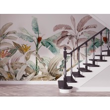 Özel Duvarlar Tropikal Renkli Yapraklar Ağaçlar Duvar Kağıdı