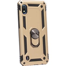 Smcase Samsung Galaxy M10 Kılıf Vega Standlı Yüzüklü Mıknatıslı Gold