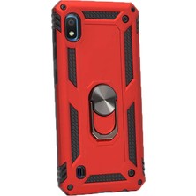 Smcase Samsung Galaxy M10 Kılıf Vega Standlı Yüzüklü Mıknatıslı Kırmızı