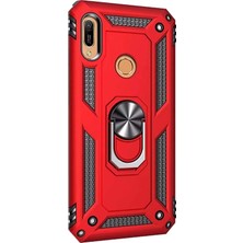 Smcase Huawei Honor 8a Kılıf Vega Standlı Yüzüklü Mıknatıslı Kırmızı