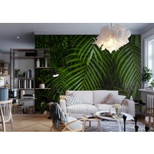 Özel Duvarlar Büyük Yeşil Tropikal Yapraklı Duvar Kağıdı