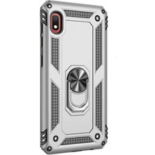 Smcase Xiaomi Redmi 7a Kılıf Vega Standlı Yüzüklü Mıknatıslı+Nano Glass Gümüş