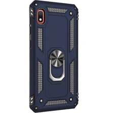 Smcase Xiaomi Redmi 7a Kılıf Vega Standlı Yüzüklü Mıknatıslı+Nano Glass Lacivert