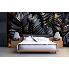 Özel Duvarlar Koyu Renk Tropikal Yapraklar Duvar Kağıdı