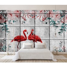 Özel Duvarlar Flamingo Desenli Duvar Kağıdı