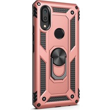 Smcase Huawei Y6s 2019 Kılıf Vega Standlı Yüzüklü Mıknatıslı+Nano Glass Bronz