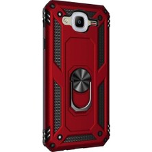 Smcase Samsung Galaxy J7 Core Kılıf Tank Koruma Vega Standlı Yüzüklü Mıknatıslı Kırmızı
