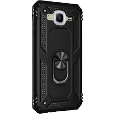 Smcase Samsung Galaxy J7 Core Kılıf Tank Koruma Vega Standlı Yüzüklü Mıknatıslı Siyah