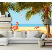 Özel Duvarlar Flamingo Desenli Duvar Kağıdı