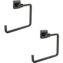 Ahlez Kare Mat Siyah Yuvarlak Havluluk 2 Adet