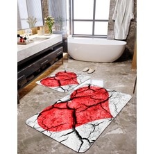 Talia Home Kalp Desenli 2'li Banyo Paspas Seti TLAHMP-064