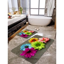 Talia Home Renkli Papatya Desenli 2'li Banyo Paspas Seti TLAHMP-065