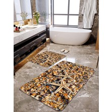 Talia Home Digital Baskılı Deniz Yıldızı Desenli 2'li Banyo Paspas Seti TLAHMP-075