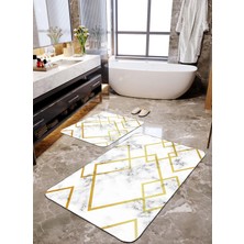Talia Home Geometrik Mermer Desenli 2'li Banyo Paspas Seti TLAHMP-086