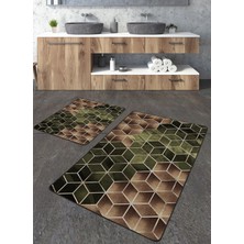 Talia Home Modern Geometrik Desenli 2'li Banyo Paspas Seti TLAHMP-087