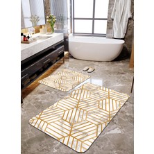 Talia Home Modern Mermer Desenli 2'li Banyo Paspas Seti TLAHMP-107