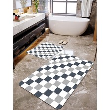 Talia Home Dama Desen Baskılı 2'li Banyo Paspas Seti TLAHMP-122