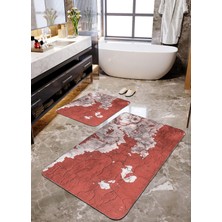 Talia Home Çatlak Duvar Baskılı 2'li Banyo Paspas Seti TLAHMP-129