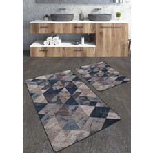 Talia Home Eskitme Üçgen Desenli 2'li Banyo Paspas Seti TLAHMP-150