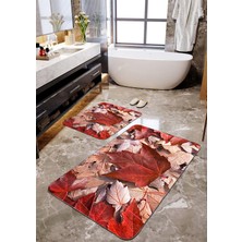 Talia Home Sonbahar Yaprak Desenli 2'li Banyo Paspas Seti TLAHMP-159