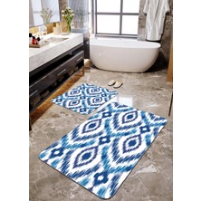 Talia Home Mavi Kilim Desenli 2'li Banyo Paspas Seti TLAHMP-165