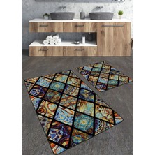 Talia Home Renkli Mozaik Desenli 2'li Banyo Paspas Seti TLAHMP-170