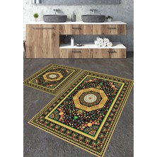 Talia Home Sarı Klasik Desenli 2'li Banyo Paspas Seti TLAHMP-188
