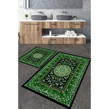 Talia Home Zümrüt Yeşili Klasik Desen 2'li Banyo Paspas Seti TLAHMP-196