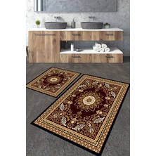 Talia Home Altın Klasik Desenli 2'li Banyo Paspas Seti TLAHMP-198