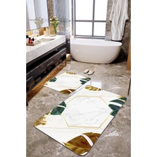 Talia Home Gold Yaprak Altıgen Çerçeveli 2'li Banyo Paspas Seti TLAHMP-216