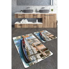 Talia Home Tablo Desenli 2 'li Banyo Paspas Seti TLAHMP-234