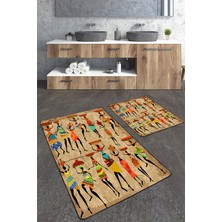 Talia Home Etnik Desenli 2'li Banyo Paspas Seti TLAHMP-235
