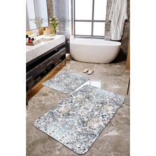 Talia Home Modern Desenli 2'li Banyo Paspas Seti TLAHMP-240