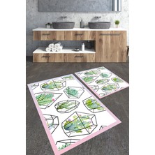 Talia Home Kaktüs Desenli 2'li Banyo Paspas Seti TLAHMP-247