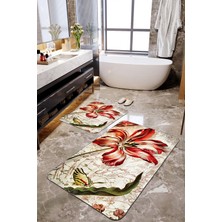 Talia Home Çiçek Desenli 2'li Banyo Paspas Seti TLAHMP-255