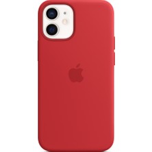 Rosstech Apple iPhone 12 Mini için MagSafe Özellikli Lansman Silikon Kılıf Kırmızı