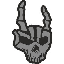 Sticker Atölyesi Rock&roll - Kurukafa - El Işareti - Müzik - Motorcu Sticker - 14176