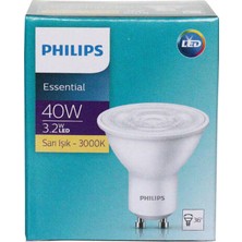 Philips Essential 3.2-40W Sarı Işık 3000K GU10 LED Spot Ampul 6 Adet