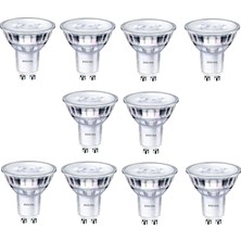 Philips Corepro Dimmable 4-50W Kırık Beyaz Işık (Günışığı) 4000K GU10 Dimli LED Spot Ampul 10 Adet