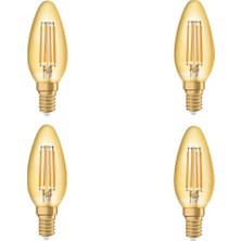 Osram - Vintage 1906 LED Classic 4.5W-36W Sarı Işık E14 Duy Mum Rustik Filamentli Ampul 4 Adet