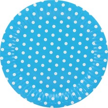 Süsle Bebek ve Parti Puanlı, Mavi Karton Tabak - 23,00 cm - 8 Adet