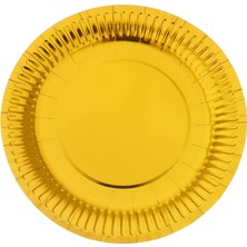 Süsle Bebek ve Parti Metalize Altın Karton Tabak, 23 cm - 8 Adet