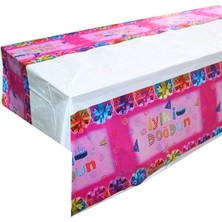 Süsle Bebek ve Parti İyiki Doğdun Masa Örtüsü, Pembe - 180,00 cm x 108,00 cm